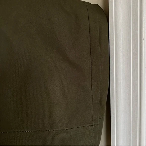 J. Crew Wide Leg Cotton Blend Dark Olive Green Trousers Size 6 - Picture 5 of 10